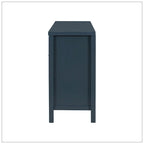 Wave-Pattern Sideboard – Navy Blue, MDF, Acacia Wood Legs, Aluminum Handles, 2 Doors & 3 Drawers