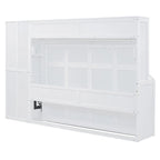 Full Size Murphy Bed – White, Wall-Fold, Built-in Shelf, Side Wardrobe & 2 Drawers, Sleeps 1