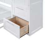 Full Size Murphy Bed – White, Wall-Fold, Built-in Shelf, Side Wardrobe & 2 Drawers, Sleeps 1