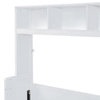 Full Size Murphy Bed – White, Wall-Fold, Built-in Shelf, Side Wardrobe & 2 Drawers, Sleeps 1
