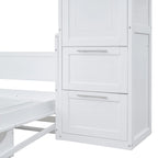 Full Size Murphy Bed – White, Wall-Fold, Built-in Shelf, Side Wardrobe & 2 Drawers, Sleeps 1