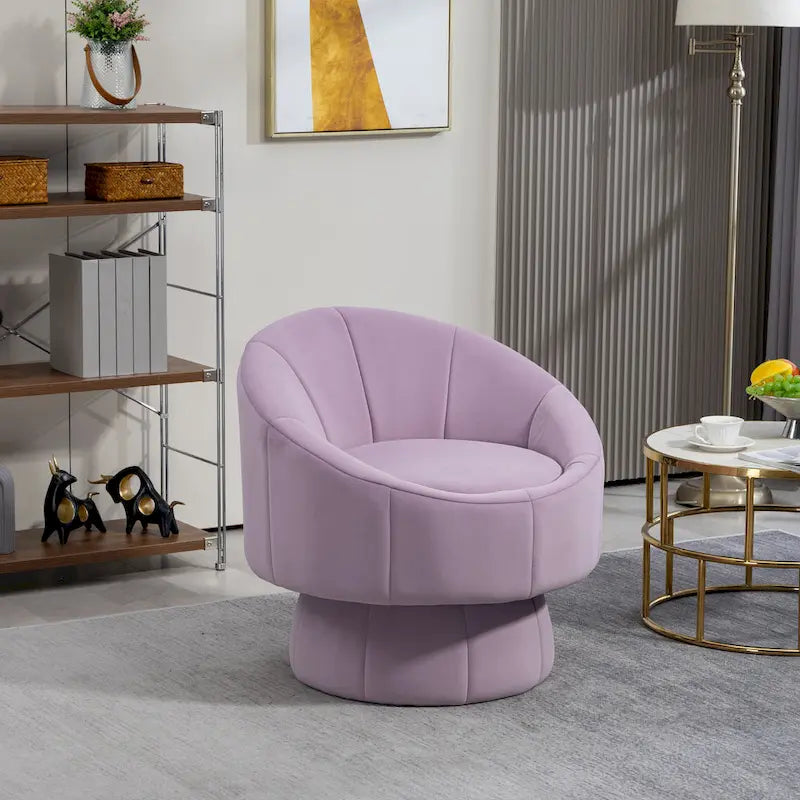 Modern 28.75  Velvet Upholstered 360 Swivel Accent Chair with Wood Frame and Waist Cushion