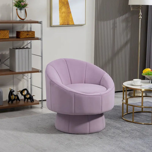 Modern 28.75  Velvet Upholstered 360 Swivel Accent Chair with Wood Frame and Waist Cushion