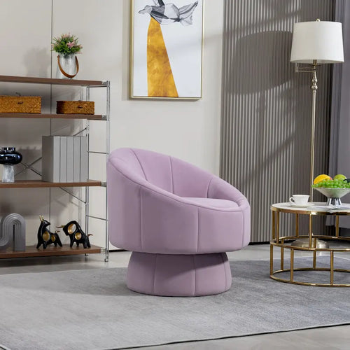 360°-Drehsessel – Dunkelgelb / Violett / Beige, Samt, Holzgestell, 1-Sitzer