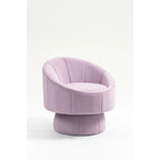 360° Swivel Accent Chair – Dark Yellow / Purple / Beige, Velvet, Wood Frame, Seats 1