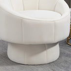 360° Swivel Accent Chair – Dark Yellow / Purple / Beige, Velvet, Wood Frame, Seats 1