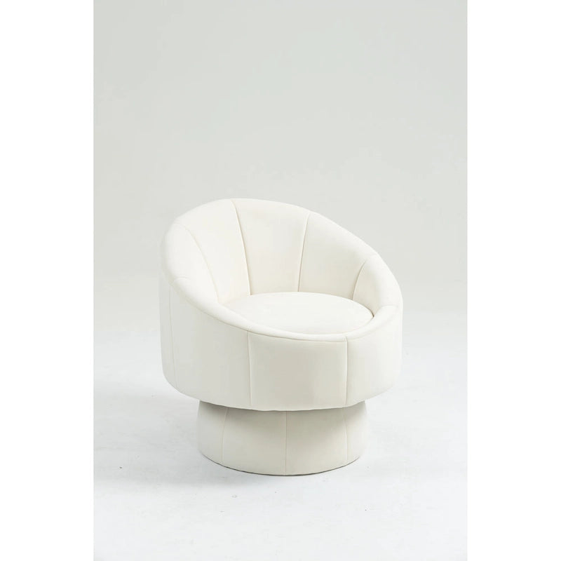 360° Swivel Accent Chair – Dark Yellow / Purple / Beige, Velvet, Wood Frame, Seats 1