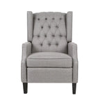 Wingback Push-Back Recliner – Grey Fabric, Mid-Century Style, Button-Tufted, Seats 1