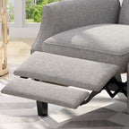 Wingback Push-Back Recliner – Grey Fabric, Mid-Century Style, Button-Tufted, Seats 1