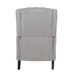 Wingback Push-Back Recliner – Grey Fabric, Mid-Century Style, Button-Tufted, Seats 1