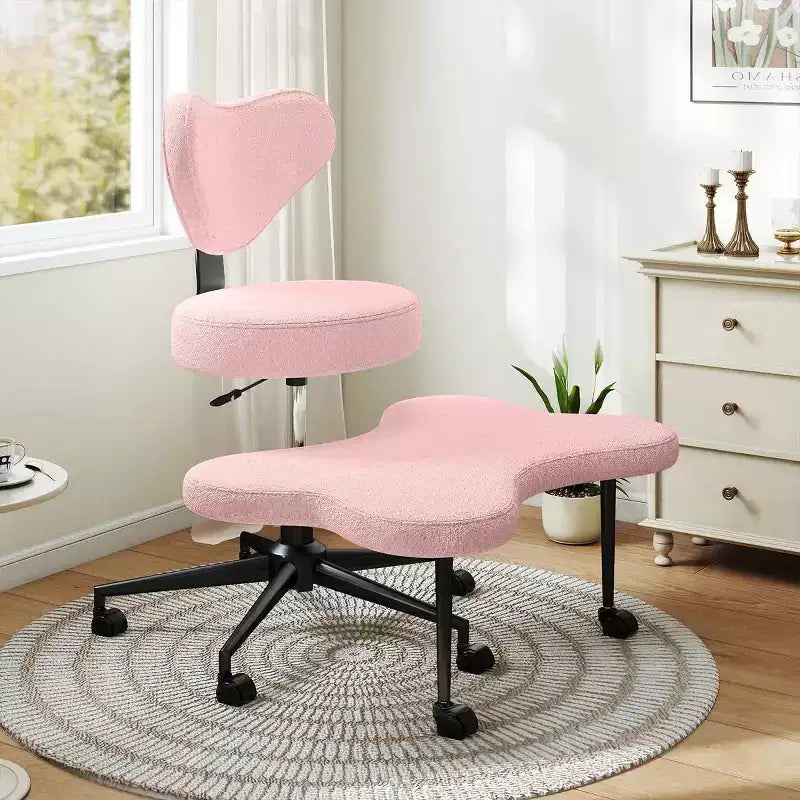 Pinmoco Ergonomischer Kreuz-Bürostuhl, höhenverstellbarer Meditationsstuhl, 360° drehbar, Lendenwirbelstütze, Arbeits- und Bürostuhl, ADHS-Stuhl