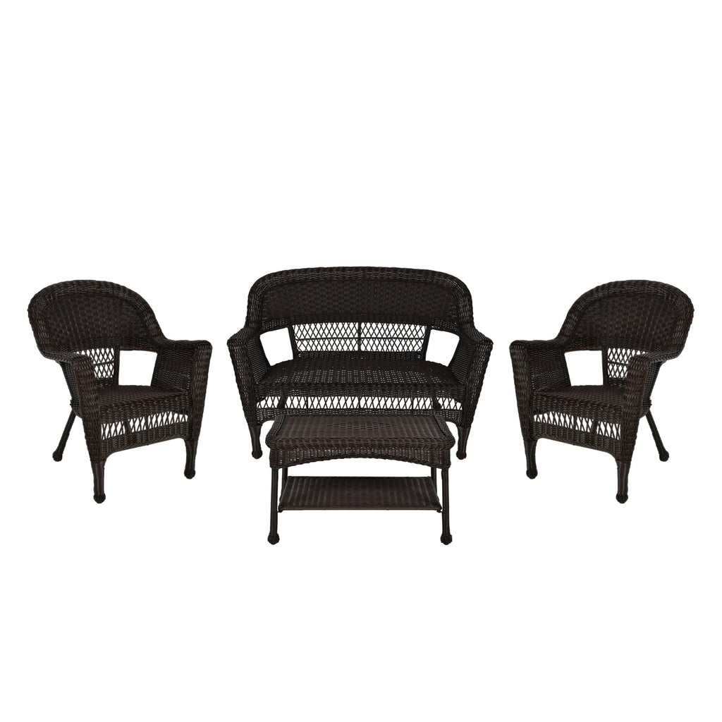 4-teiliges Loungeset aus Polyrattan für den Außenbereich