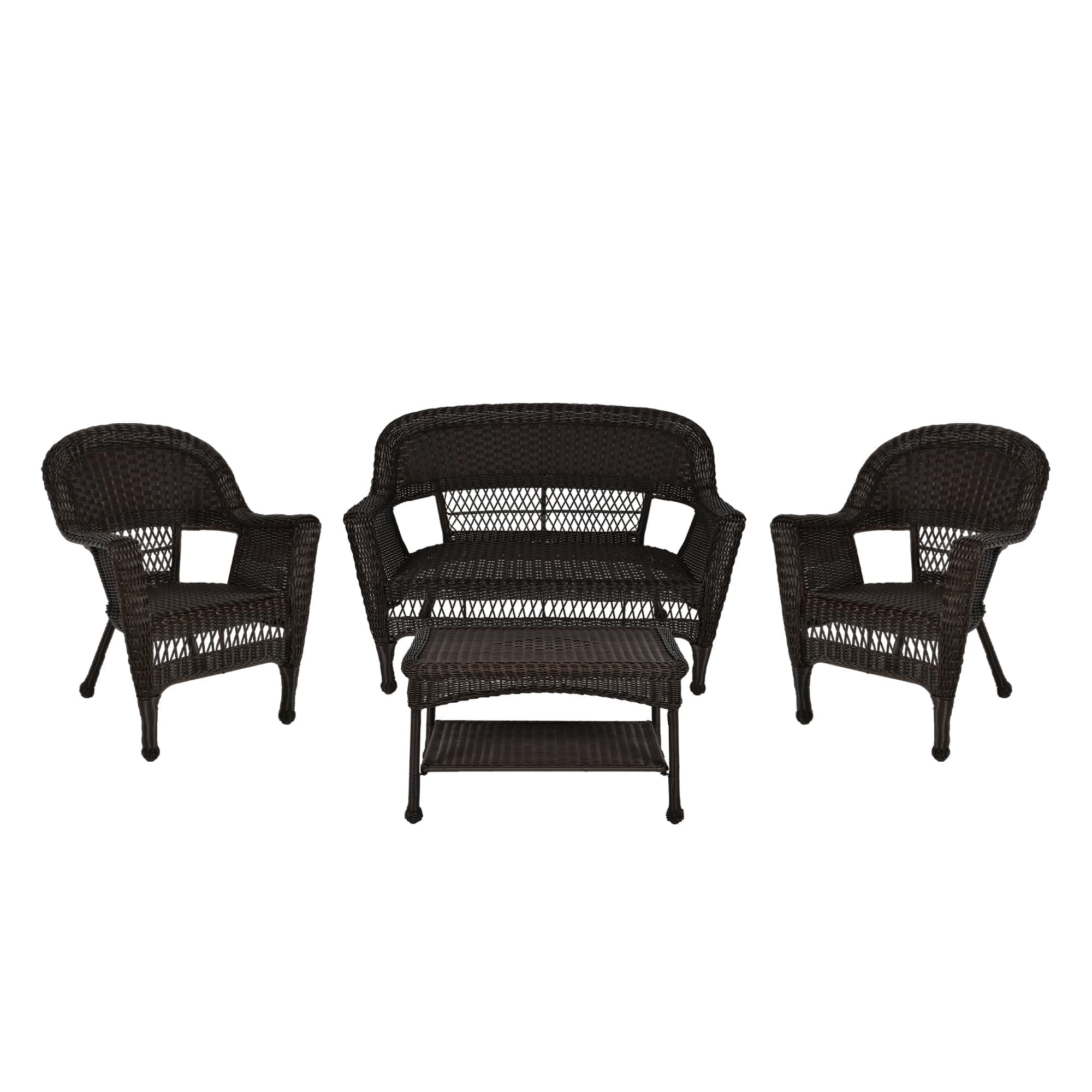 4-teiliges Loungeset aus Polyrattan für den Außenbereich