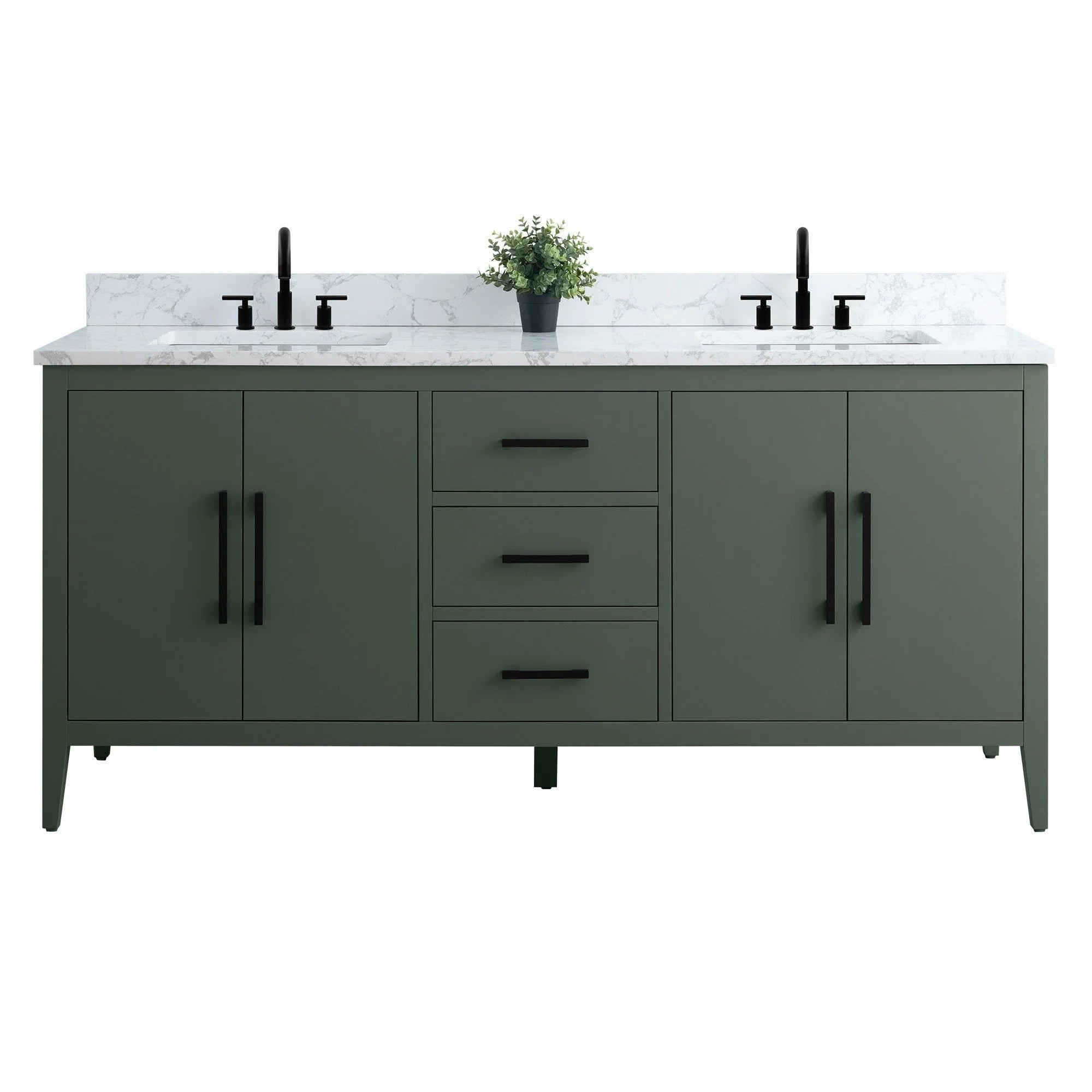 Vanity Art 72 Zoll Badezimmer-Waschtischunterschrank mit Doppelwaschbecken und Kunstmarmorplatte