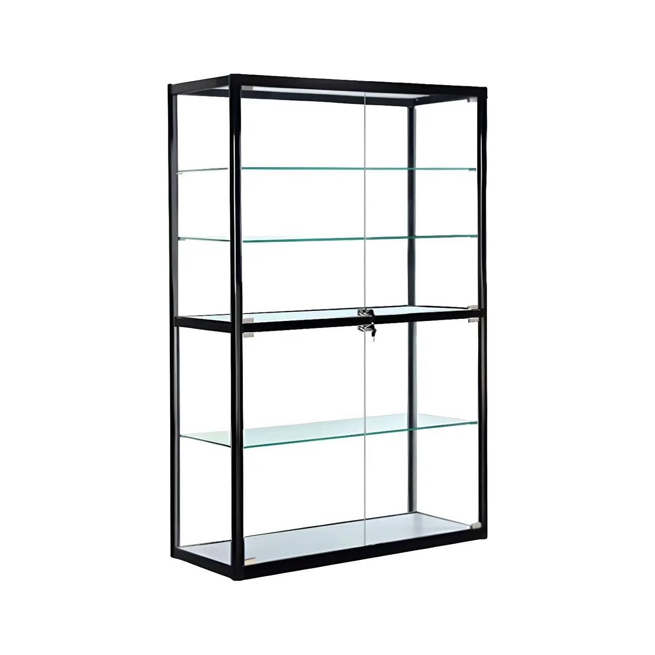 Zeitgenössische rechteckige Vitrine aus schwarzem Glas
