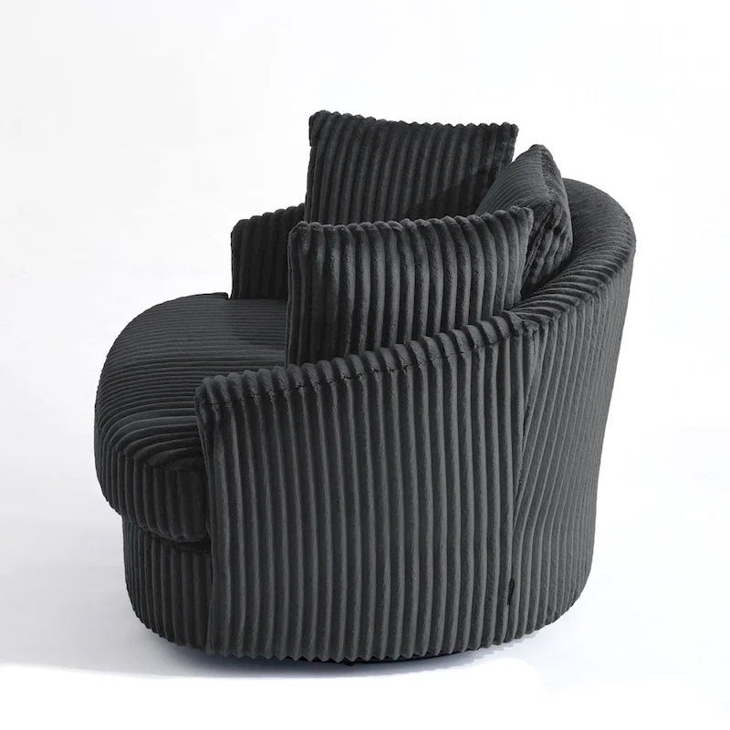 2er-Set übergroßer 43 W Plüsch-Cord-Drehsessel mit Kissen