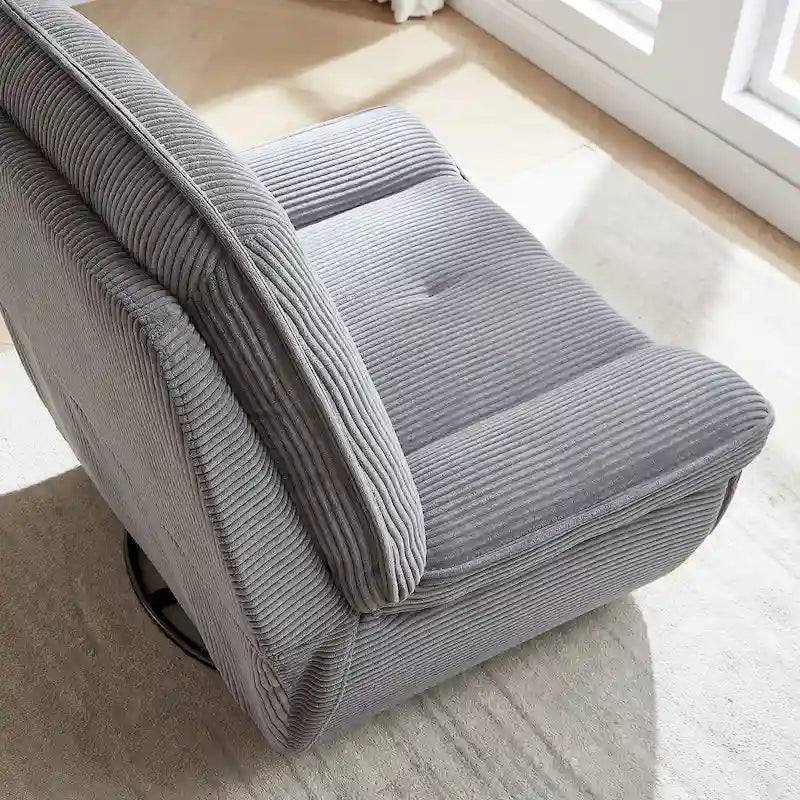 Drehbarer Relaxsessel aus Cord mit Gleitfunktion und Fußstütze für das Wohnzimmer