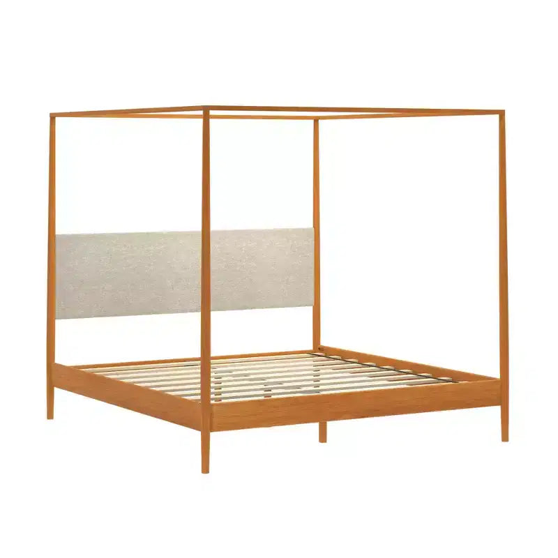 Harbor King Himmelbett mit gepolstertem Kopfteil, Blonde/Swiss Coffee (MD2411-01)