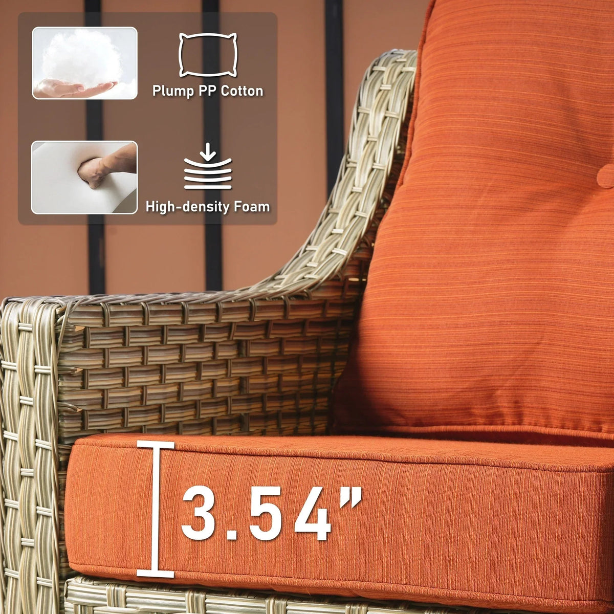 HOOOWOOO 2-teiliges Gartenmöbelset aus Rattan mit hoher Rückenlehne