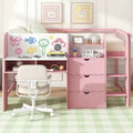 Niedriges Hochbett in Pink/Weiß mit Schreibtisch, Stauraum & Whiteboard – Einzelbett, 1 Person