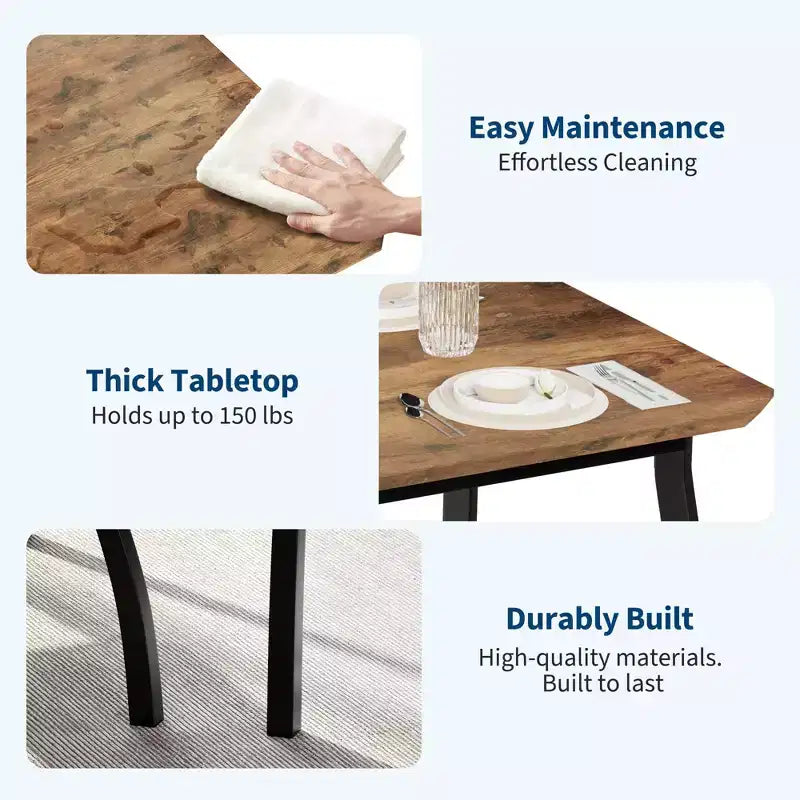 5-teiliges Küchenstuhl- und Tischset mit Metallrahmen und abgeschrägtem Design