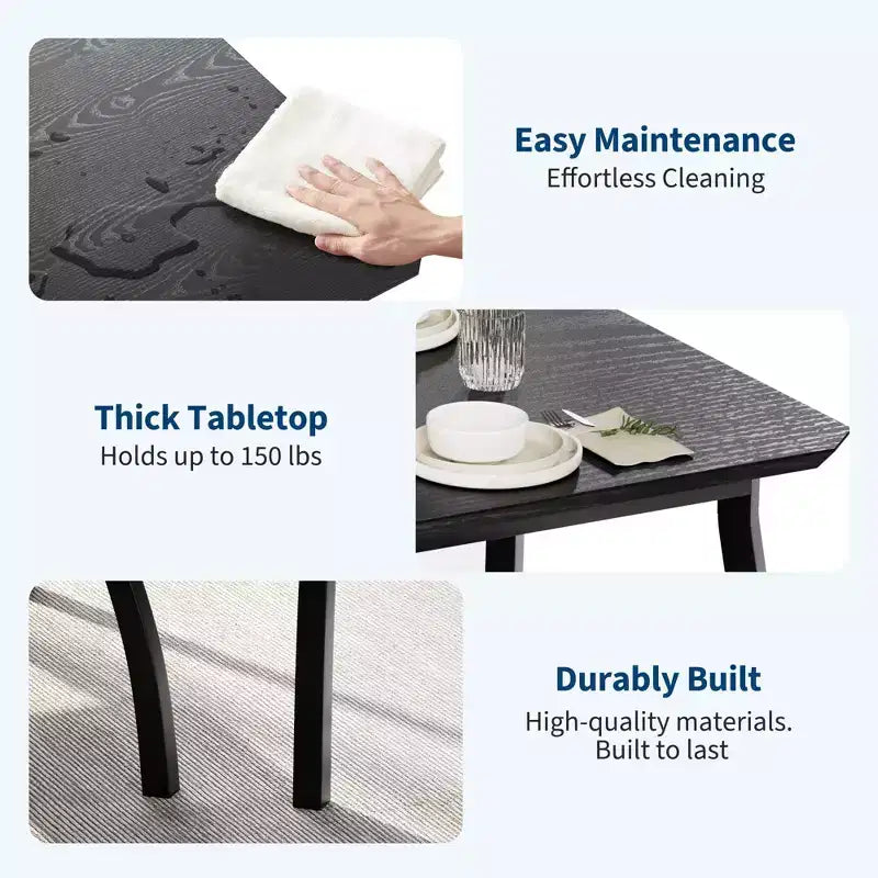 5-teiliges Küchenstuhl- und Tischset mit Metallrahmen und abgeschrägtem Design