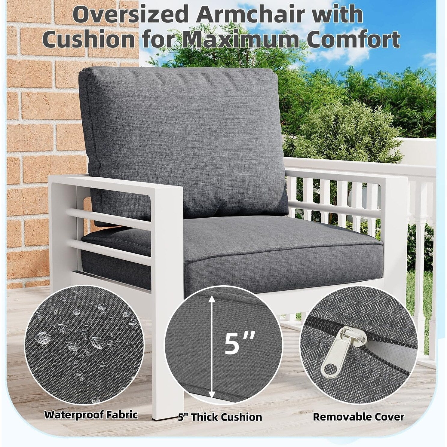 AECOJOY 7-teiliges Aluminium-Terrassenmöbel-Set Outdoor-Gesprächsgarnitur