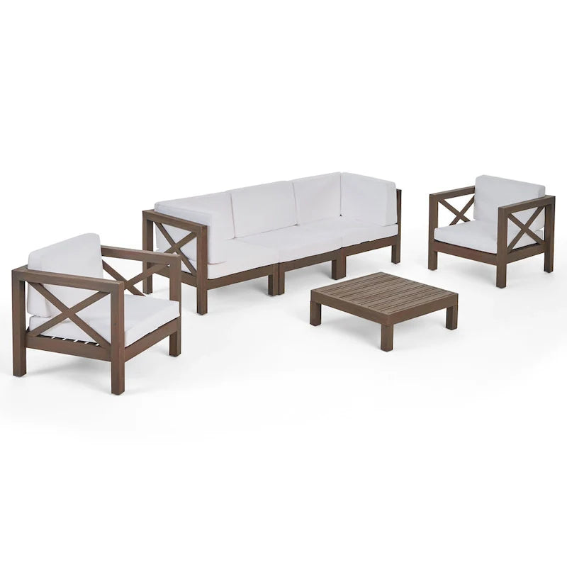 Brava 6-teiliges Loungeset aus Akazienholz von Christopher Knight Home für den Außenbereich