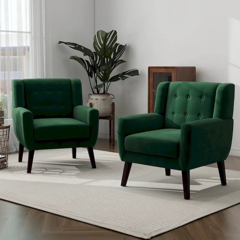 2er-Set Samt-Akzentsessel für Wohnzimmer, Polstersessel