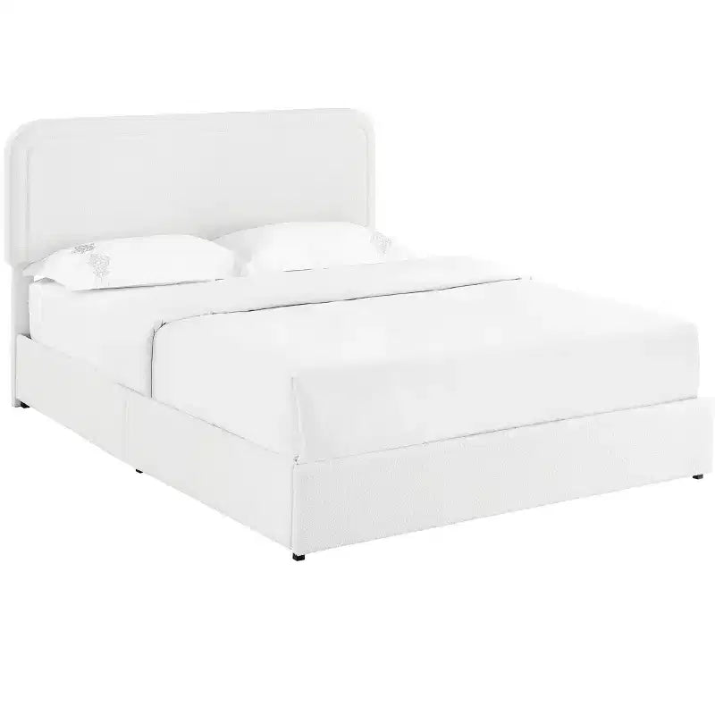 Modernes Bouclé Polsterbett Queensize mit Schubladen