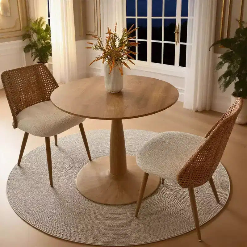 Moderner runder Esstisch mit Säulenfuß und Holzmaserung, kleiner Küchentisch, Couchtisch für Wohnung, Esszimmer & Wohnbereich-Panipeachy
