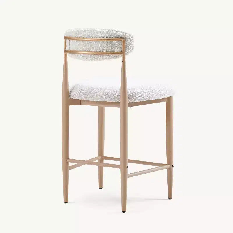 Bouclé Esszimmer-Barhocker ohne Armlehnen 4er-Set, mit Holzmaserung Metallbeinen für Küche, Wohnzimmer, Restaurant, Café – Morden Fort