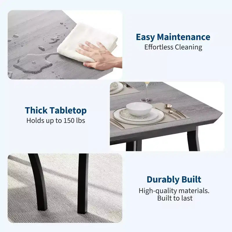 5-teiliges Küchenstuhl- und Tischset mit Metallrahmen und abgeschrägtem Design