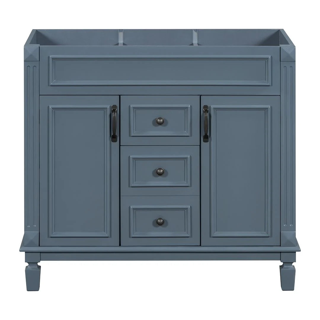 Moderner 36'' Badschrank mit Aufsatzwaschbecken und Spiegelschrank, 2 Türen und 2 Schubladen