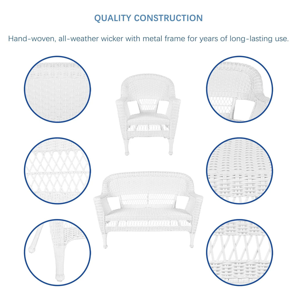 4-teiliges Loungeset aus Polyrattan für den Außenbereich