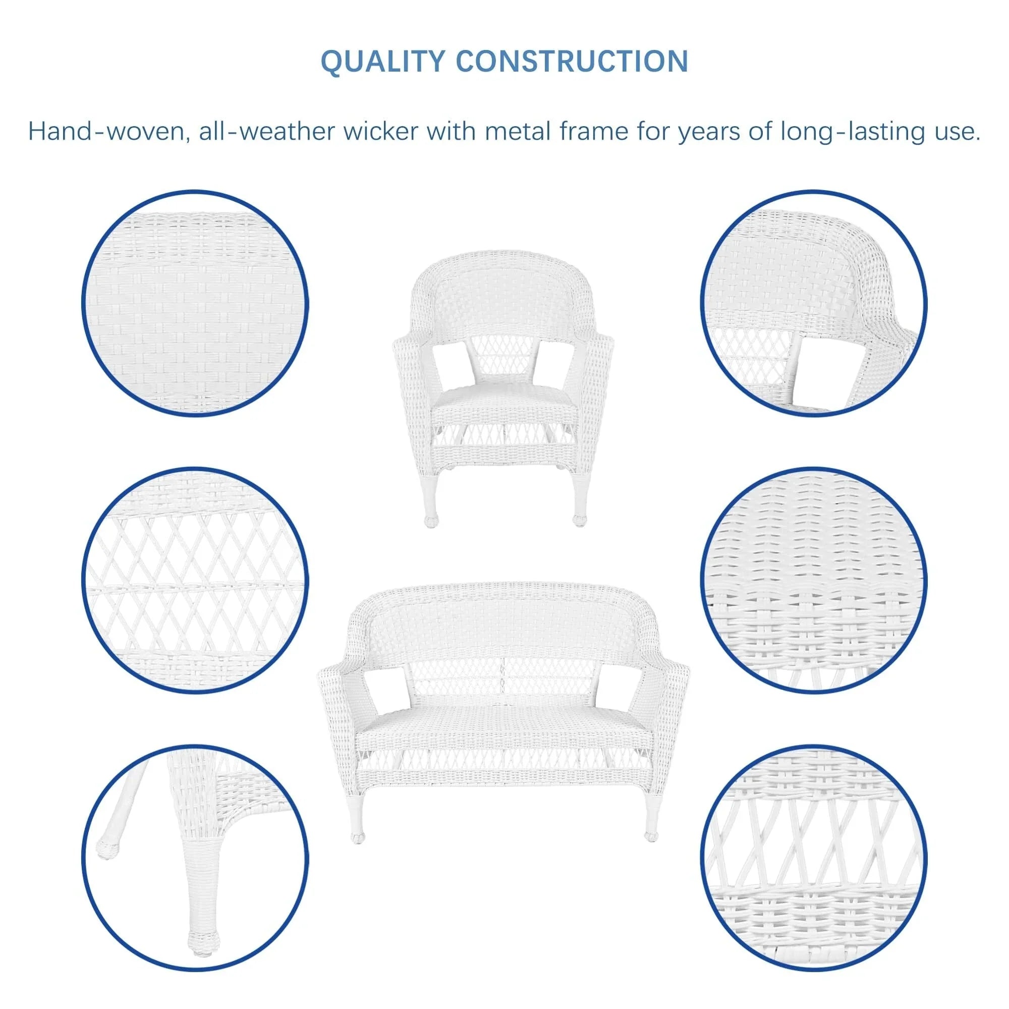 4-teiliges Loungeset aus Polyrattan für den Außenbereich