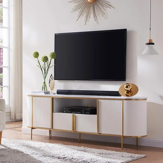 Moderner Luxus-TV-Ständer, Entertainment-Center, mit Kunstmarmorplatte