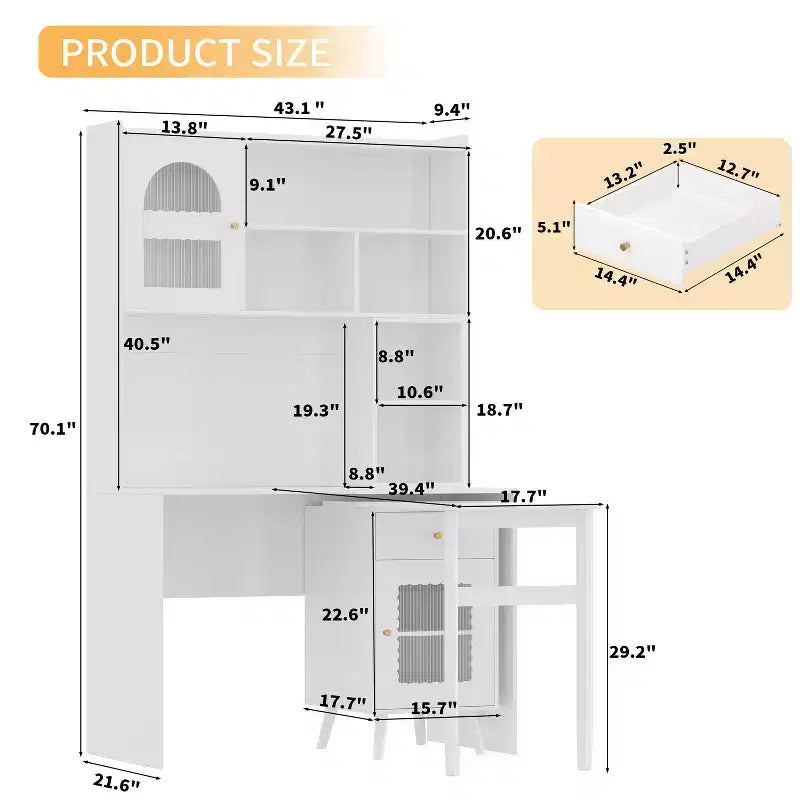 Okak Moderner Home-Office-Computertisch aus Holz mit Desktop/Stuhl & Regal, Jugend-Schüler-Schreibtisch mit Stauraum zum Lernen, Büro