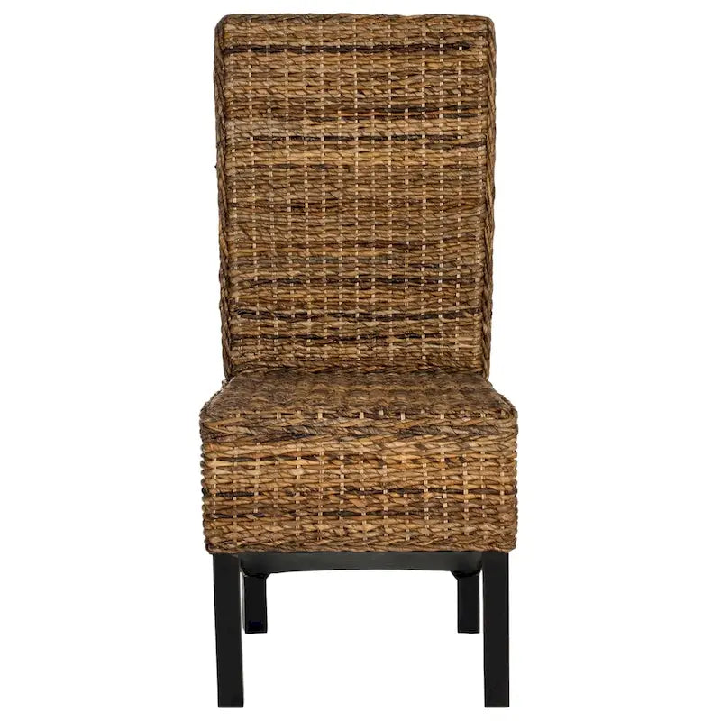2er-Set Esszimmerstühle aus natürlichem Korbgeflecht 48B x 56T x 104H cm, Boho Coastal Stil