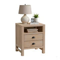 Arden 2 Drawer Wood Nightstand Light Driftwood - Alaterre Furniture: Rustic Pine Frame, Open Shelf, Oil Rubbed Bronze Hardware