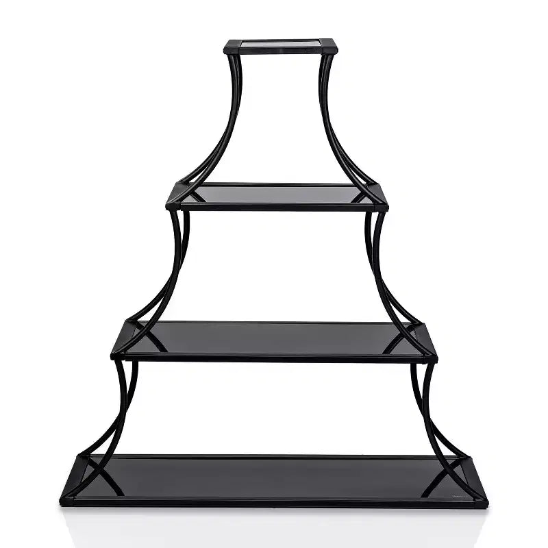 50.63" Kurry 4 Shelves Bookcase Sand Black - miBasics: Transitional, Tapering Profile, 5mm Glass