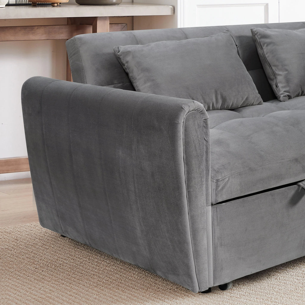 64.96 Samt 3-in-1-Schlafsofa mit verstellbarer Rückenlehne, Aufbewahrungstasche und 227 kg Tragkraft