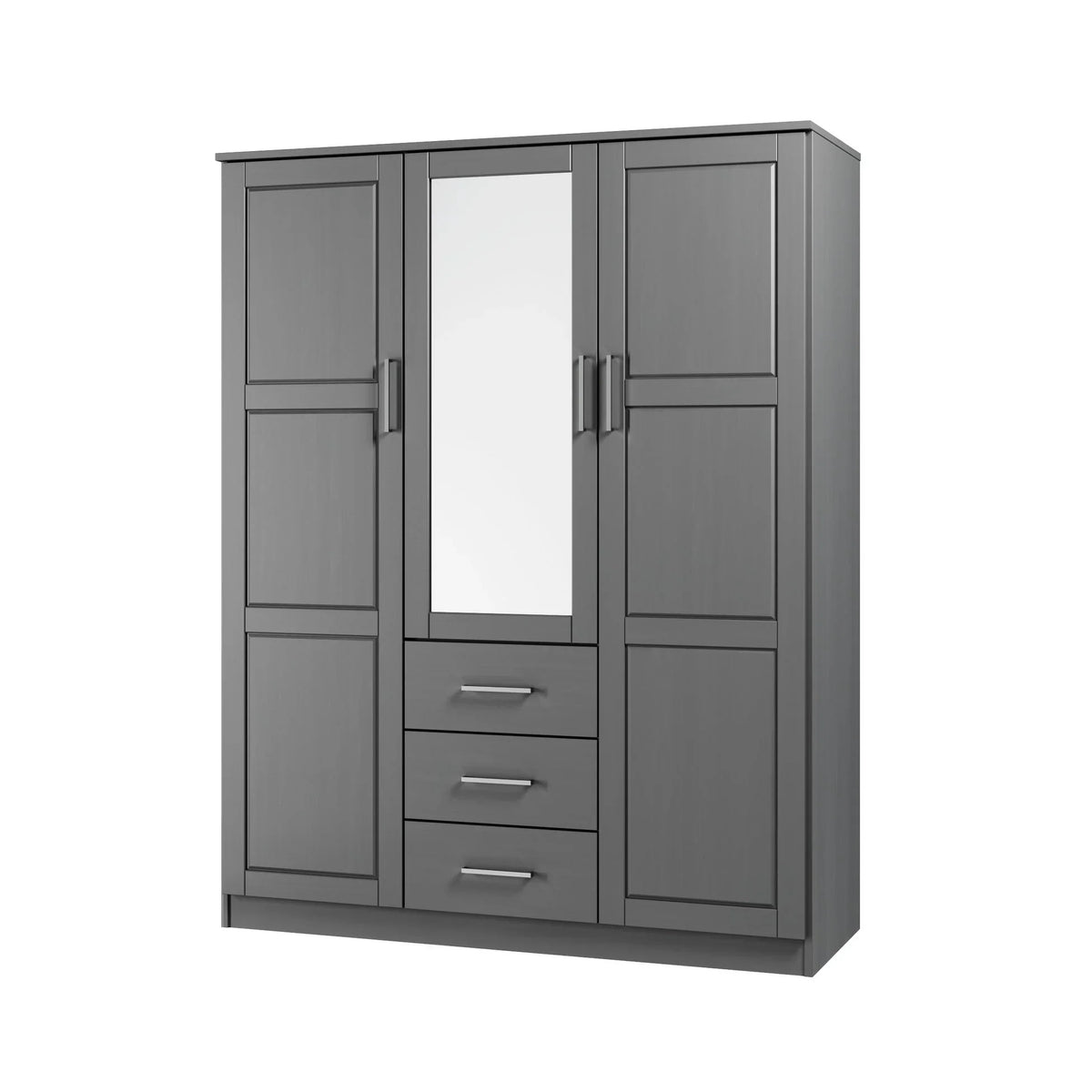 Palace Imports 100% Massivholz Cosmo Kleiderschrank mit 3 Türen mit Massivholz- oder Spiegeltüren