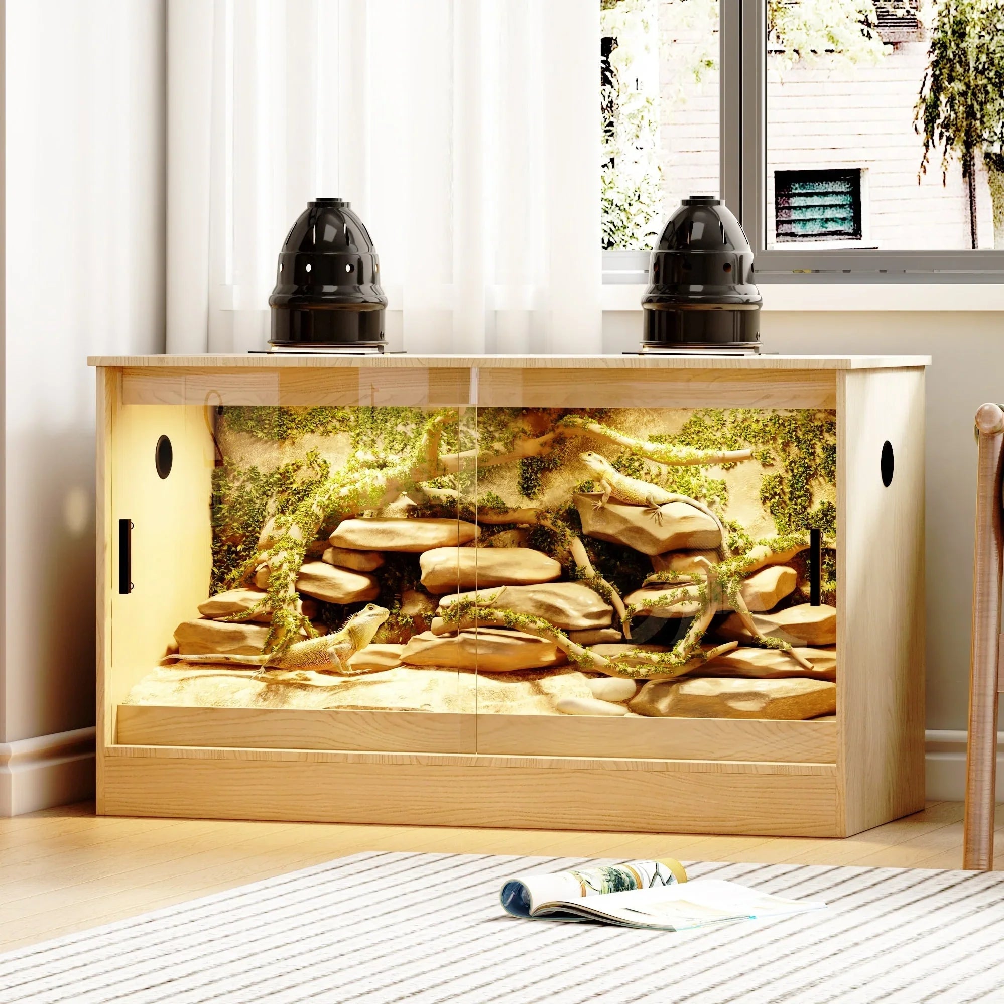 Reptilienhabitat – Geräumiges Terrarium für Echsen, Schlangen & mehr – 47.2