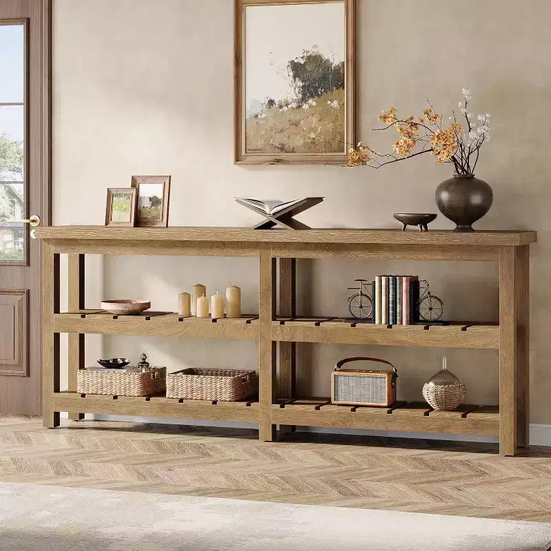 Tribesigns 70.86 extra lange Konsolentisch, Bauernhaus-Stil 3-stöckiger Eingangstisch, Holz-Sofa-Tisch hinter der Couch für Wohnzimmer, Flur, Foyer