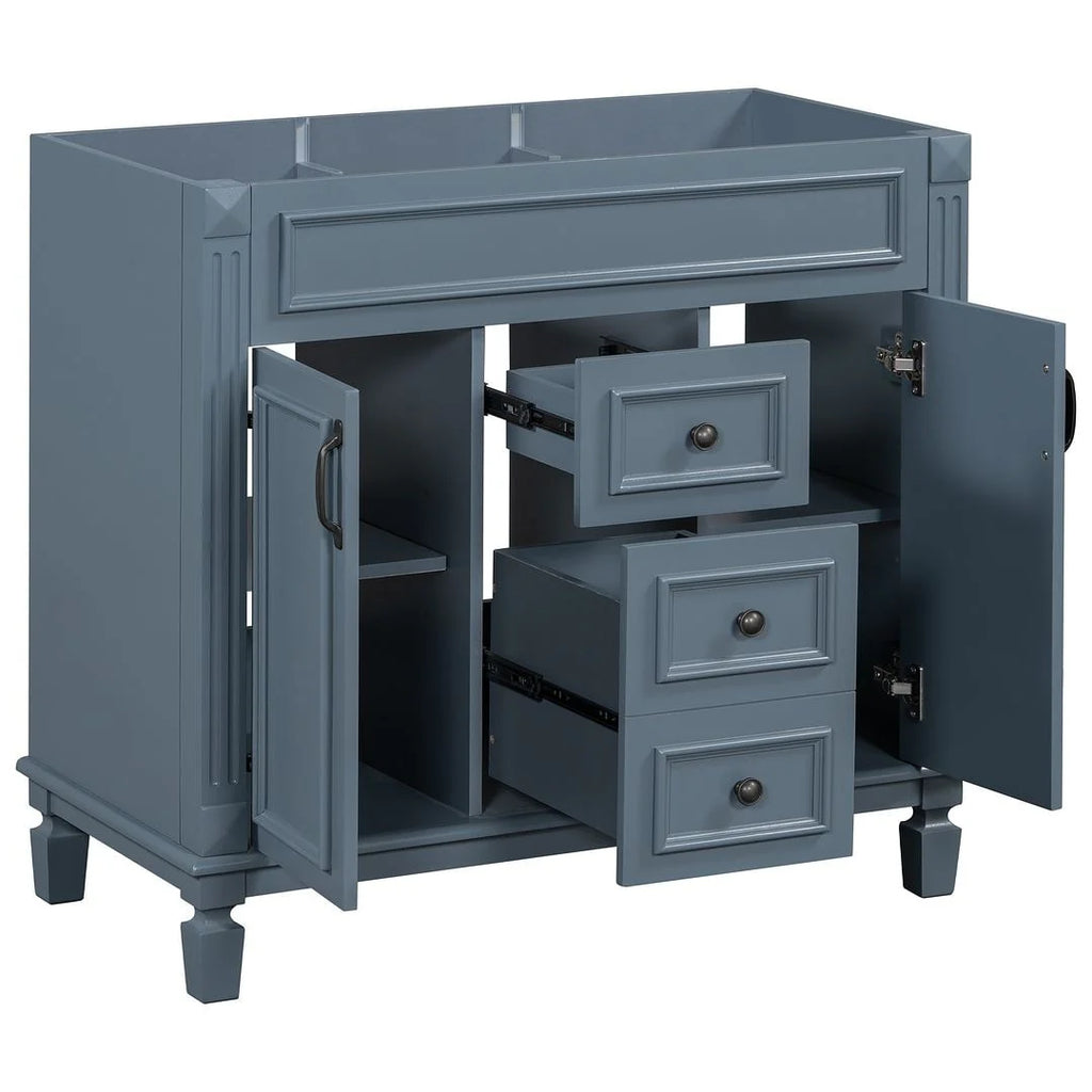 Moderner 36'' Badschrank mit Aufsatzwaschbecken und Spiegelschrank, 2 Türen und 2 Schubladen