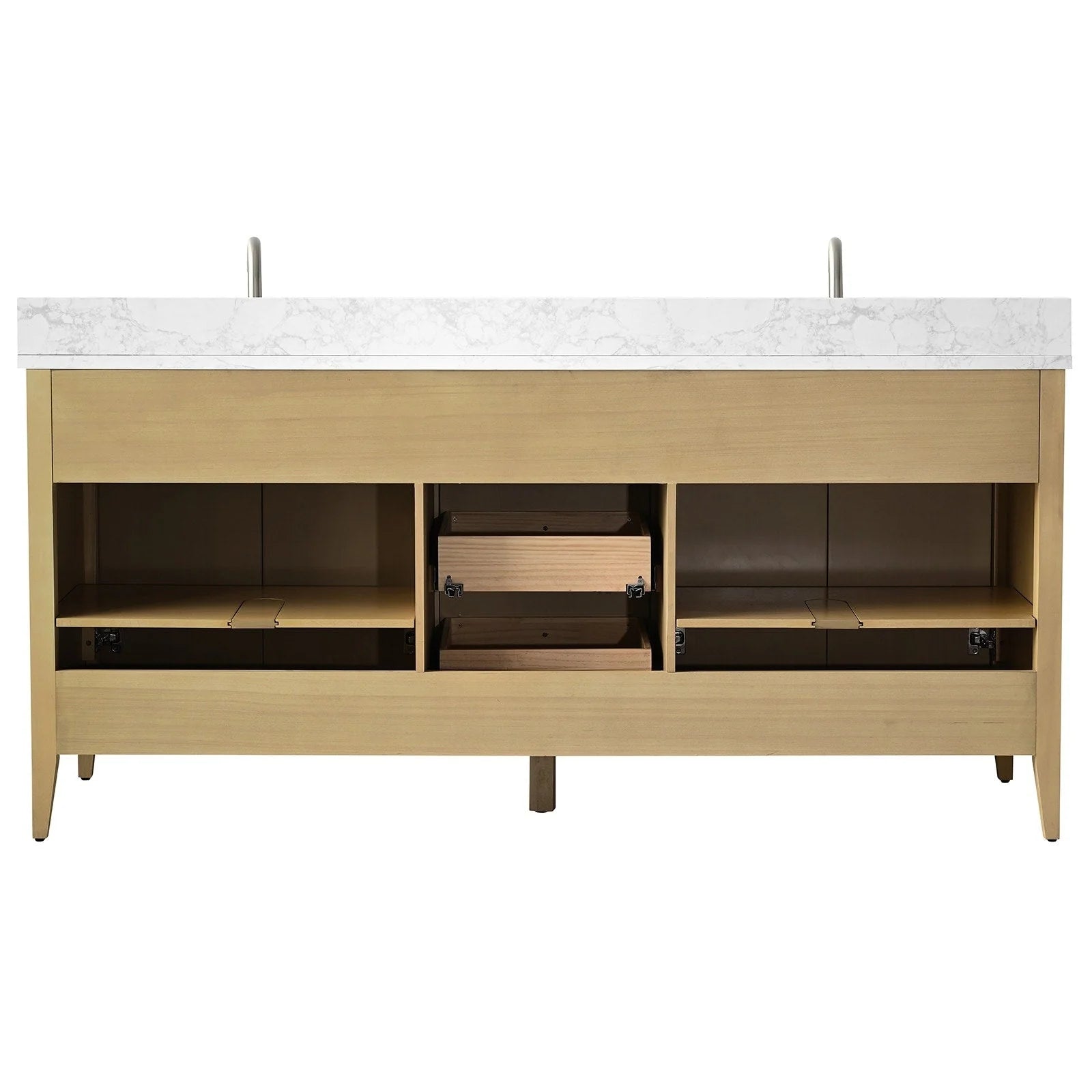 Vanity Art 72 Zoll Badezimmer-Waschtischunterschrank mit Doppelwaschbecken und Kunstmarmorplatte