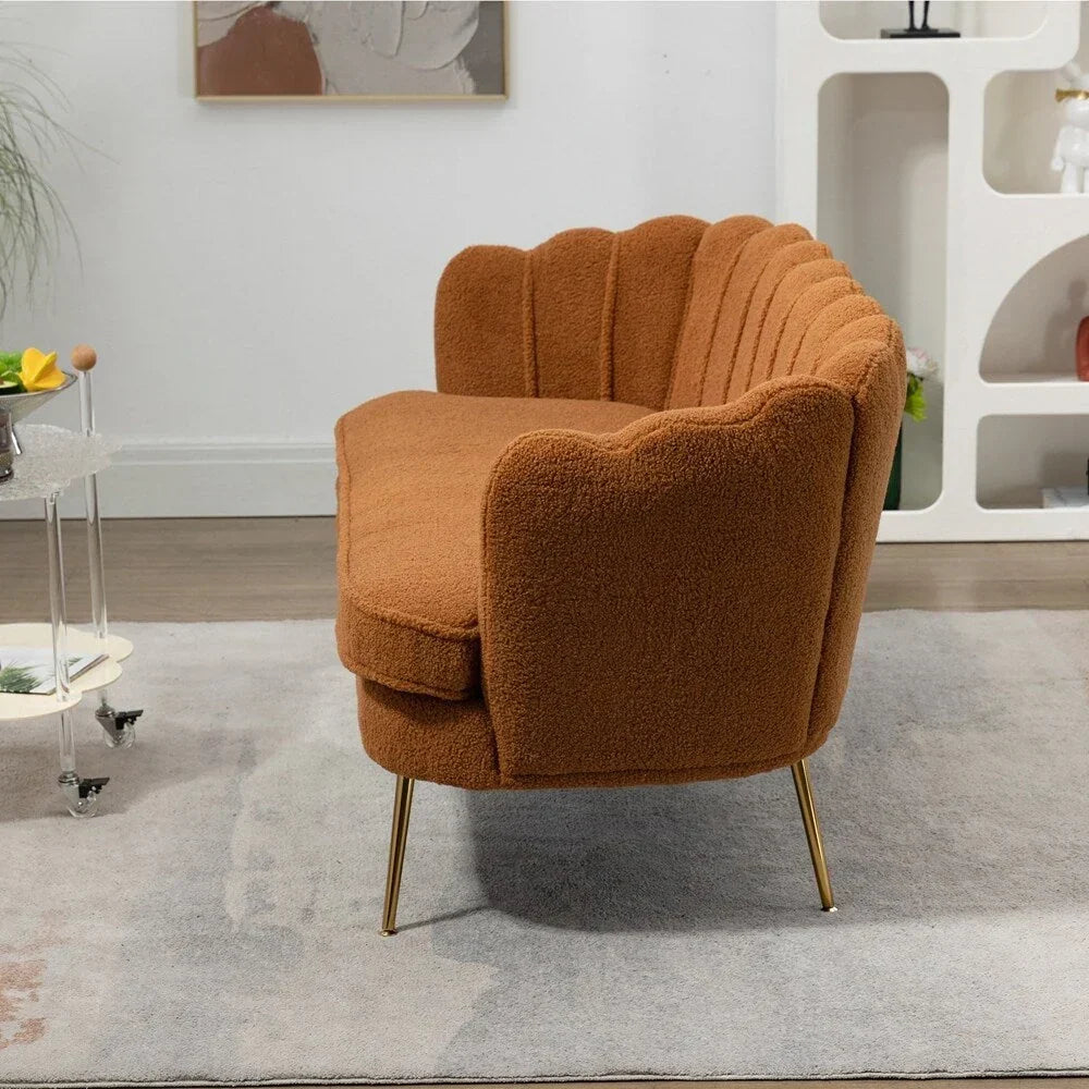 Kleines Mini-Zimmer-Sofa Zweisitzer mit Goldmetallfüßen - 2 Sitzer