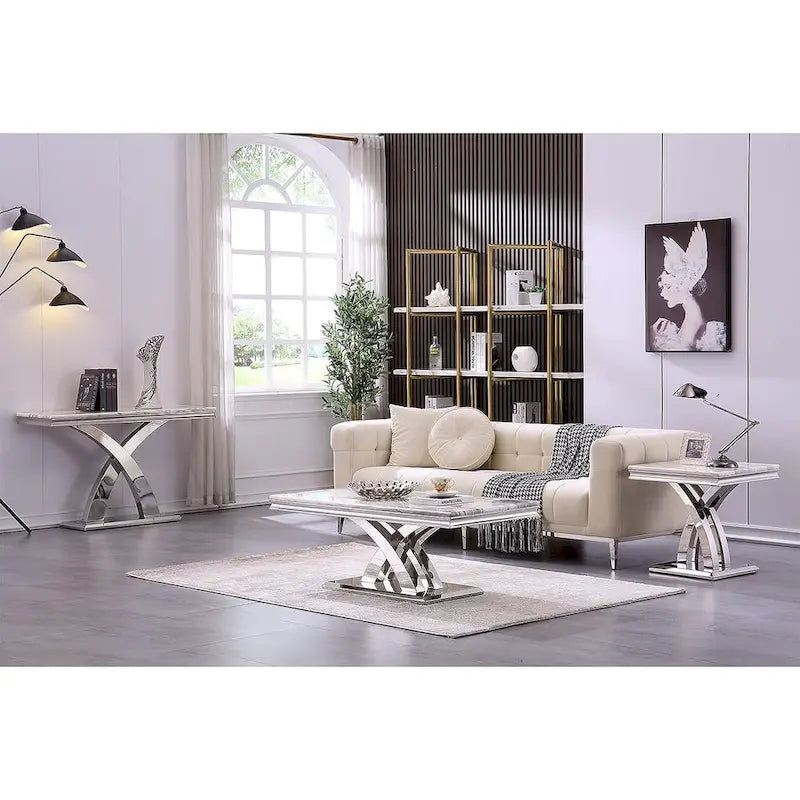 Moderner Couchtisch 48 Rechteckiger Couchtisch mit X-förmigem Sockel Couchtische für das Wohnzimmer