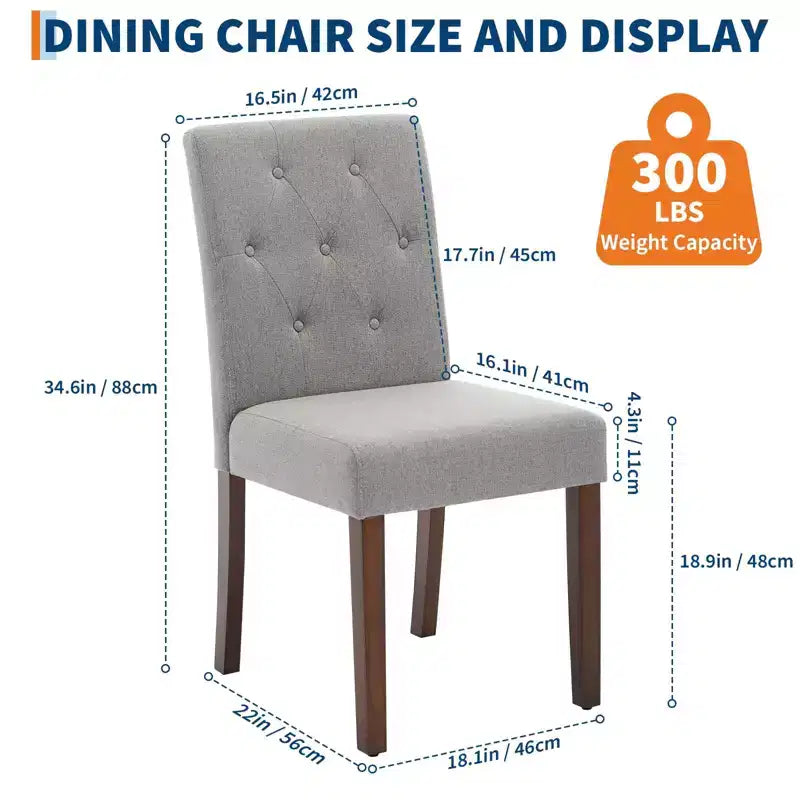 Parsons Esszimmerstühle mit Knopfheftung, 6er/4er-Set – Polsterstühle aus Stoff mit Holzbeinen & gepolsterten Sitzen – Wohnzimmer- und Küchenmöbel